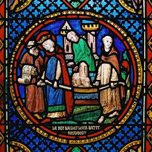 Détail d'un vitrail de l'abbaye de Royaumont